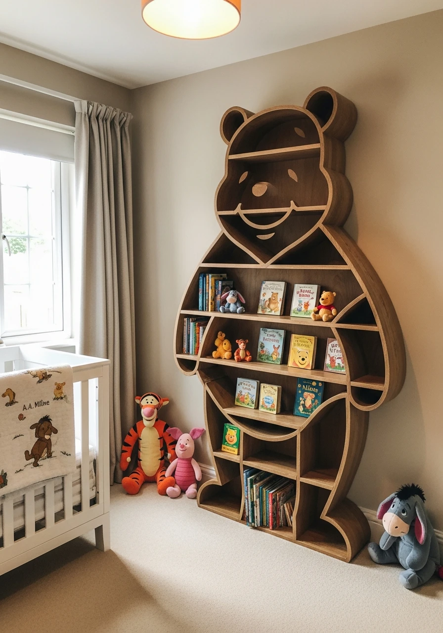 Pooh Shaped Bookshelf - 50 Adorable and High-End Ideas for Your Winnie the Pooh Nursery