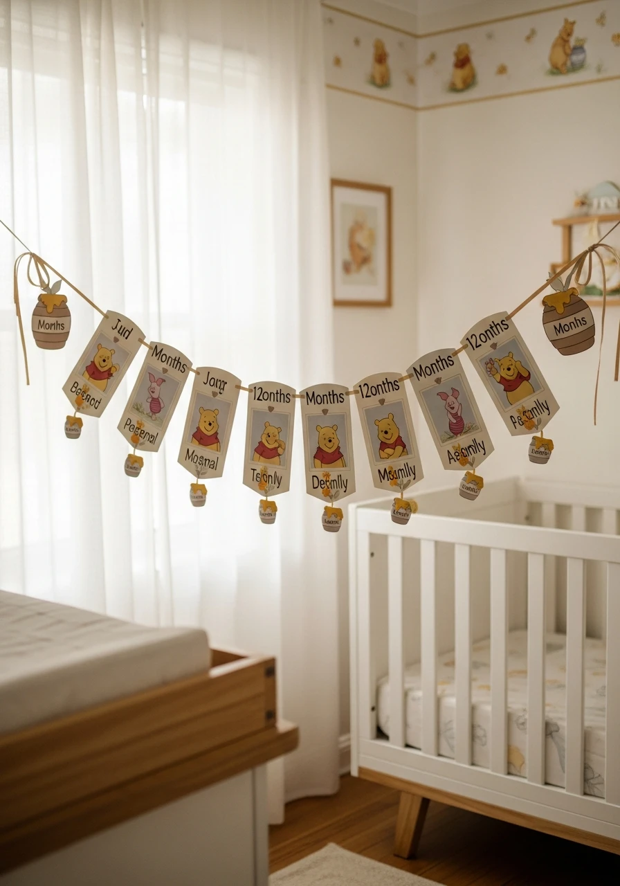 Pooh Milestone Banner - 50 Adorable and High-End Ideas for Your Winnie the Pooh Nursery