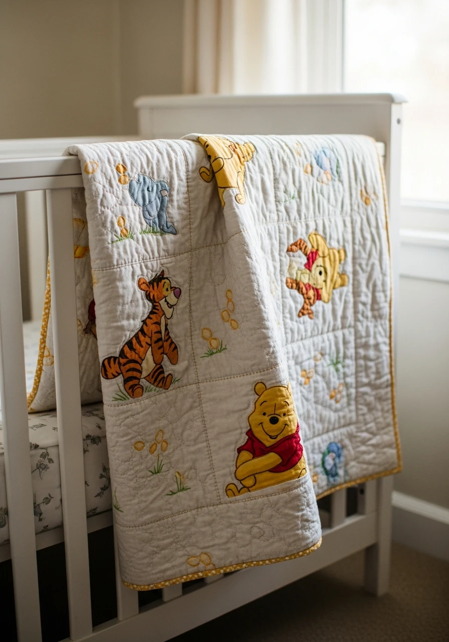 Handmade Pooh Quilt - 50 Adorable and High-End Ideas for Your Winnie the Pooh Nursery