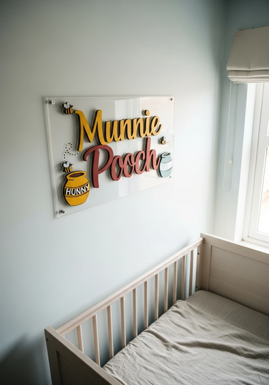 Custom Pooh Name Sign - 50 Adorable and High-End Ideas for Your Winnie the Pooh Nursery