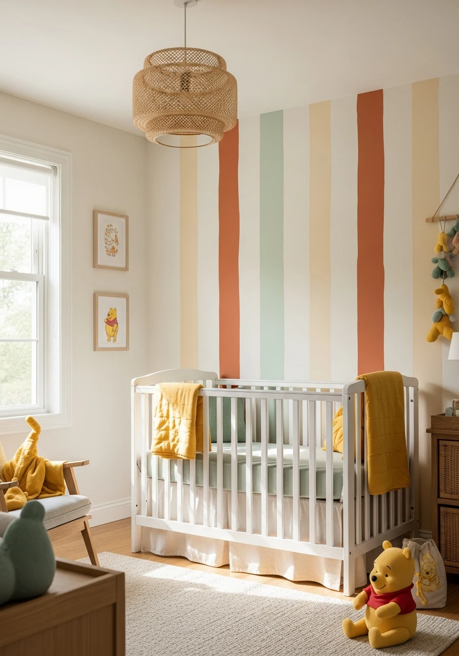 Tigger Stripe Accent Wall - 50 Adorable and High-End Ideas for Your Winnie the Pooh Nursery