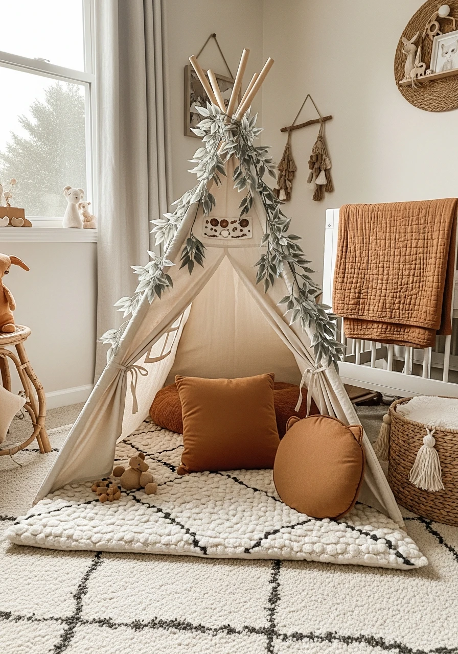 Woodland Teepee Space - 50 Affordable Ideas for the Perfect Woodland Nursery