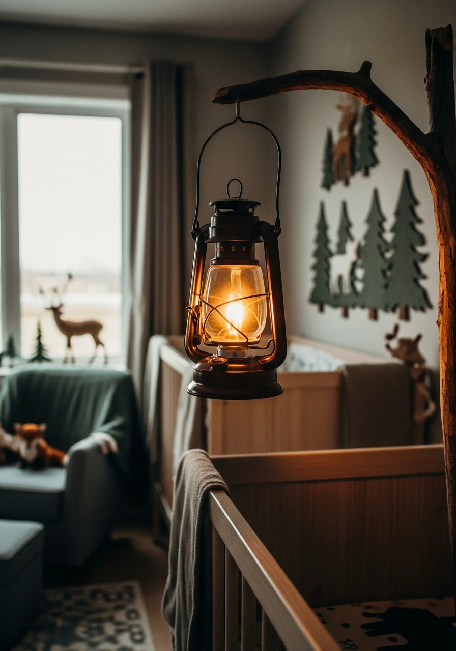 Rustic Lantern Night Light - 50 Affordable Ideas for the Perfect Woodland Nursery