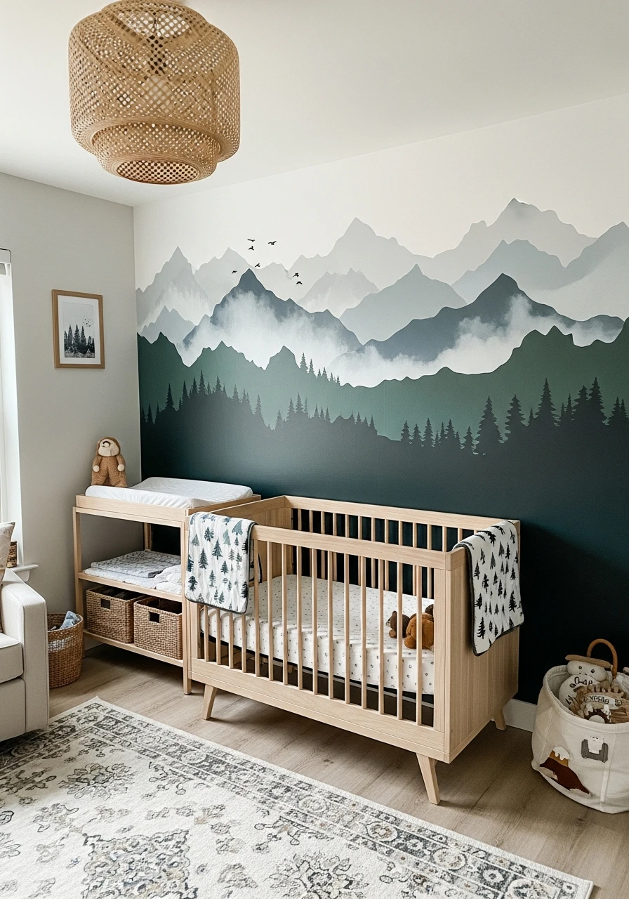 Mountain Landscape Art - 50 Affordable Ideas for the Perfect Woodland Nursery