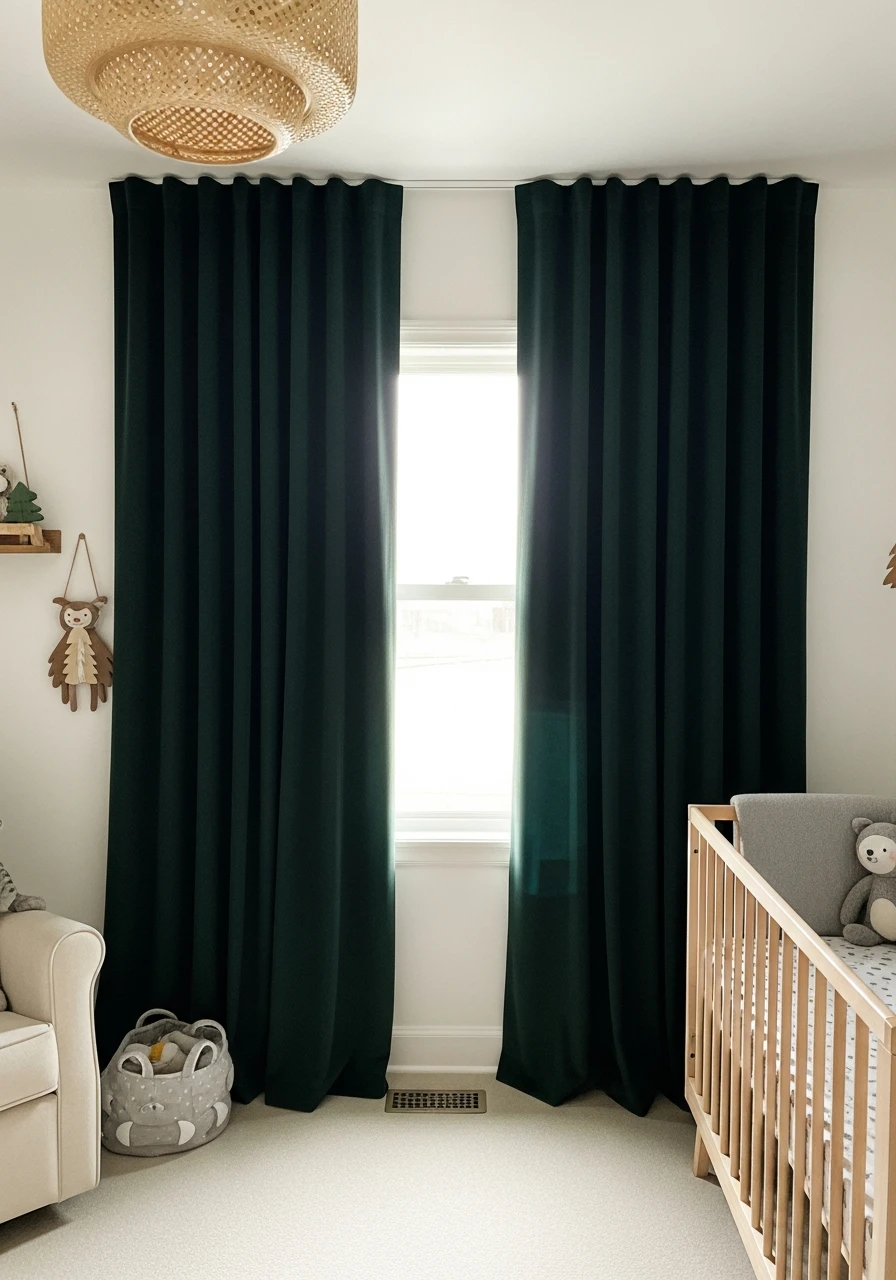 Forest Green Curtains - 50 Affordable Ideas for the Perfect Woodland Nursery