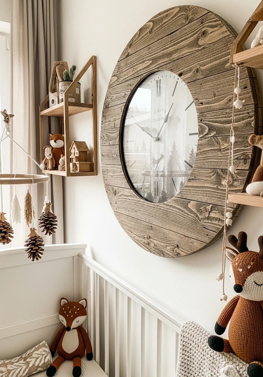 Rustic Wall Clock - 50 Affordable Ideas for the Perfect Woodland Nursery