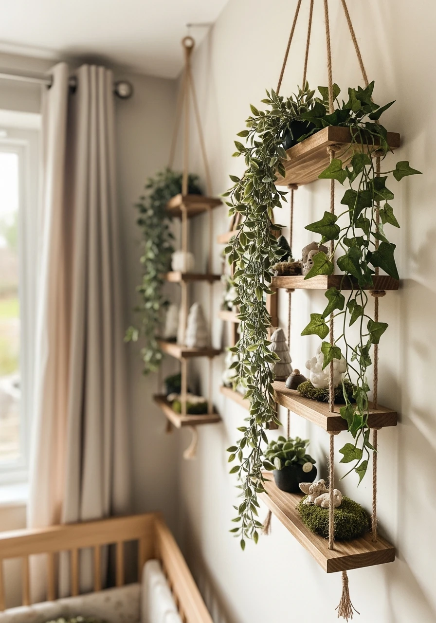 Hanging Plant Shelves - 50 Affordable Ideas for the Perfect Woodland Nursery