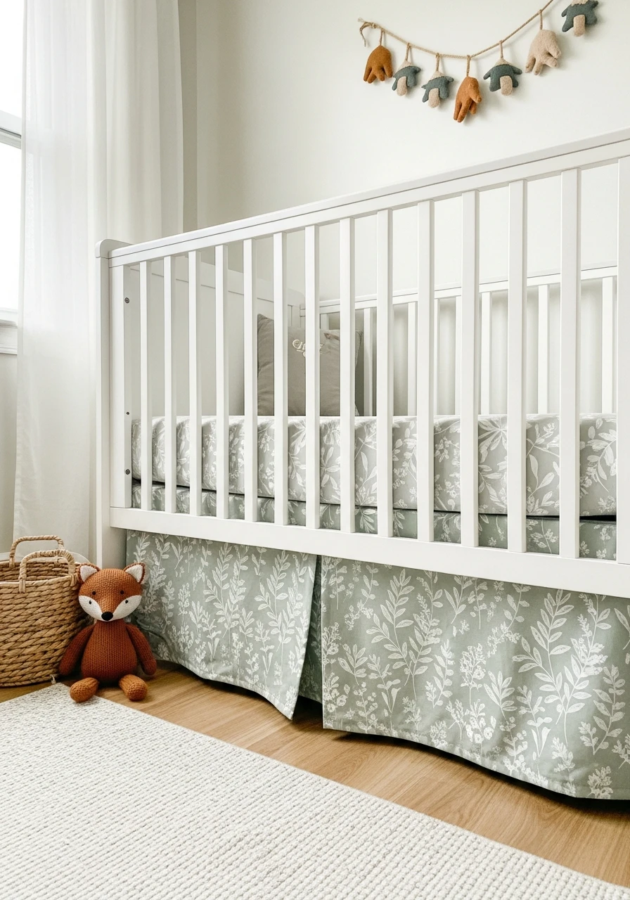 Leaf Print Crib Skirt - 50 Affordable Ideas for the Perfect Woodland Nursery