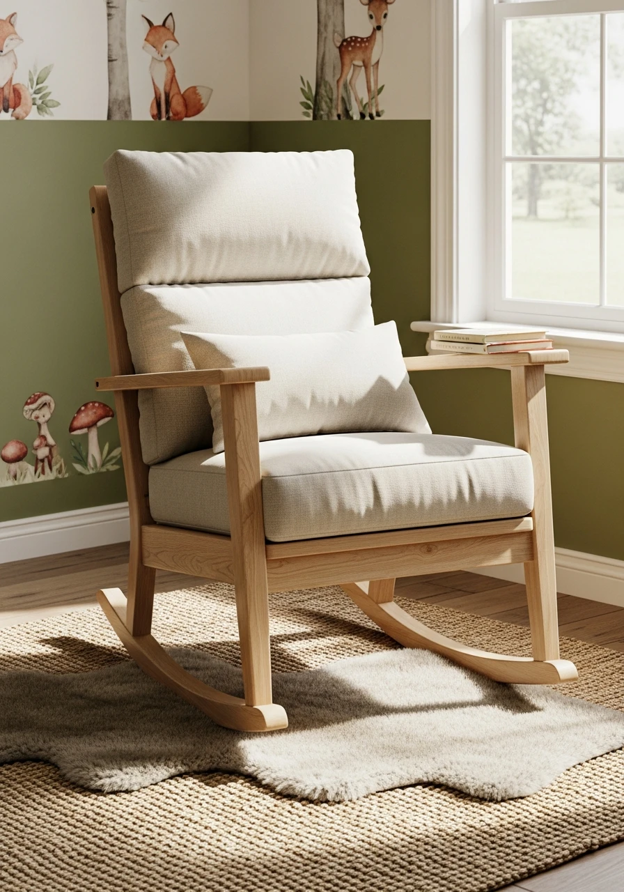 Wooden Rocking Chair - 50 Affordable Ideas for the Perfect Woodland Nursery