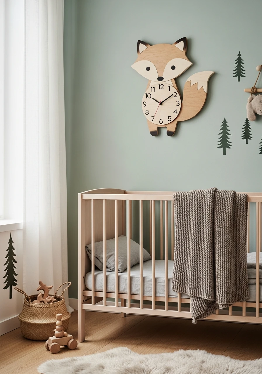 Animal Wall Clock - 50 Affordable Ideas for the Perfect Woodland Nursery