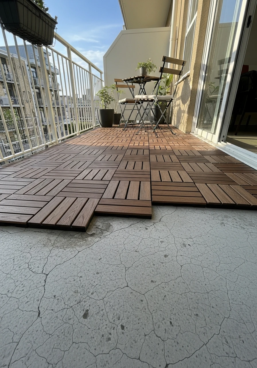 Deck Tiles for Flooring - 50 Budget-Friendly apartment patio ideas That Look High-End