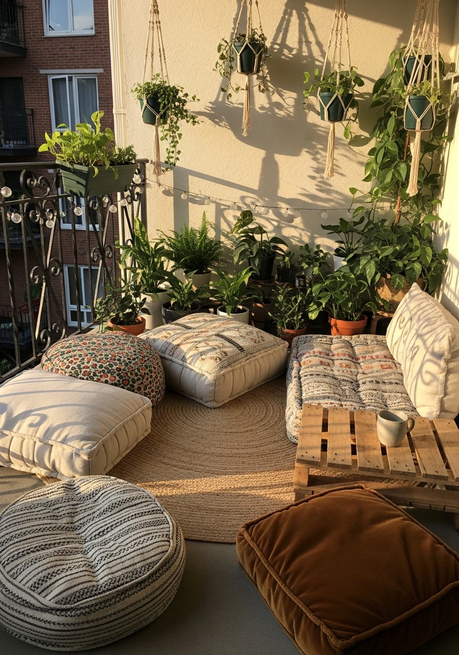 Boho-Style Apartment Patio - 50 Budget-Friendly apartment patio ideas That Look High-End