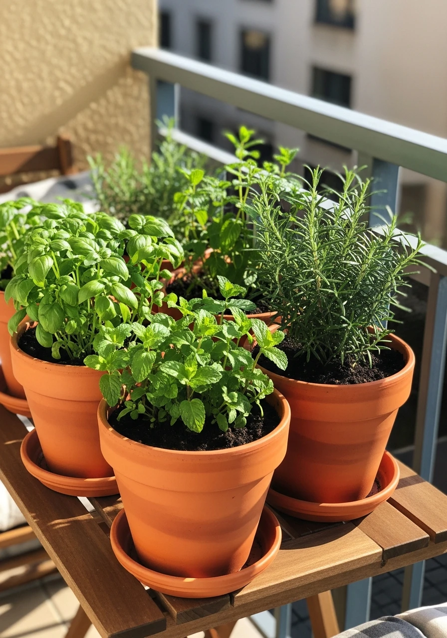 Grow a Balcony Herb Garden - 50 Budget-Friendly apartment patio ideas That Look High-End