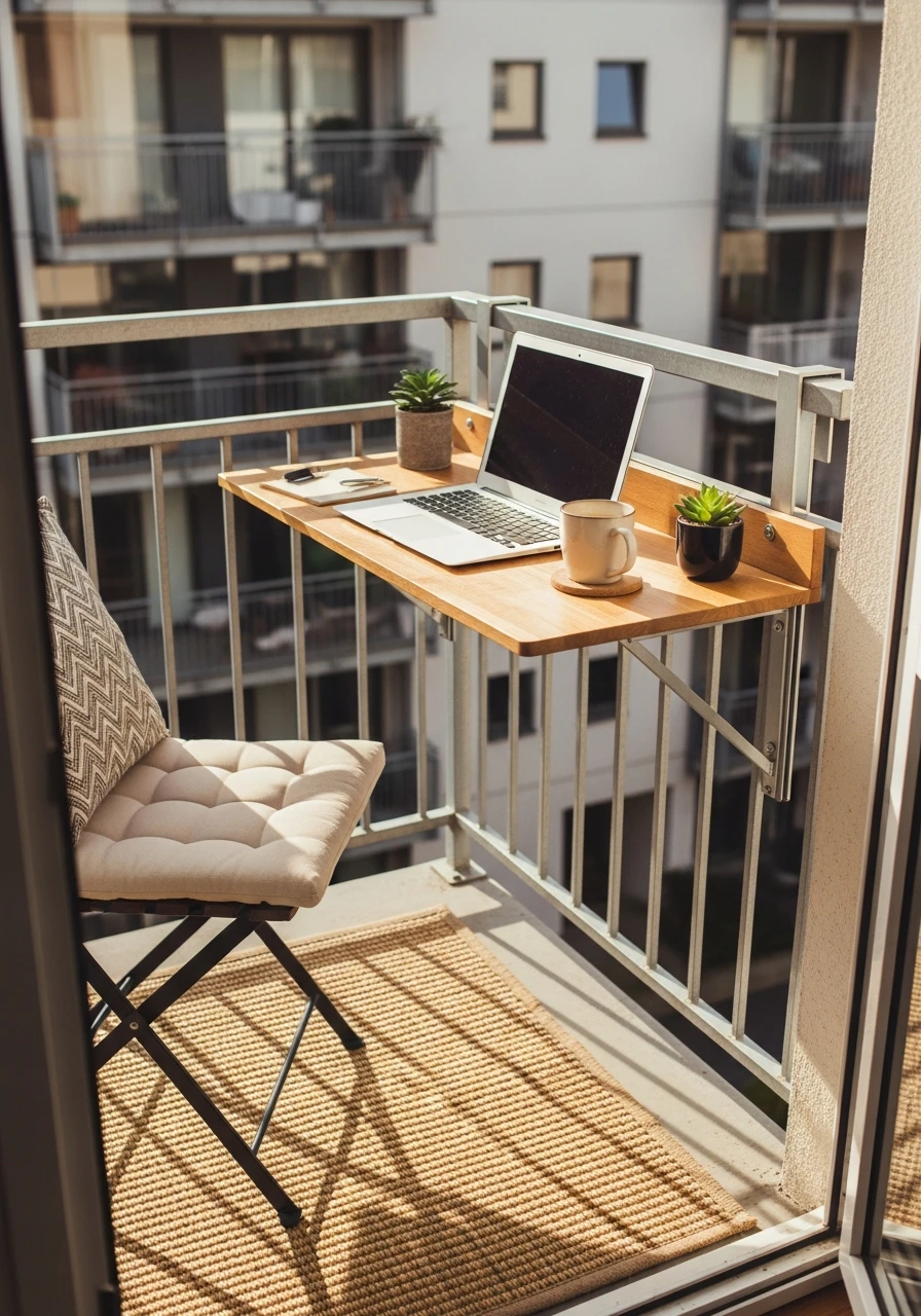 Balcony Work-from-Home Spot - 50 Budget-Friendly apartment patio ideas That Look High-End