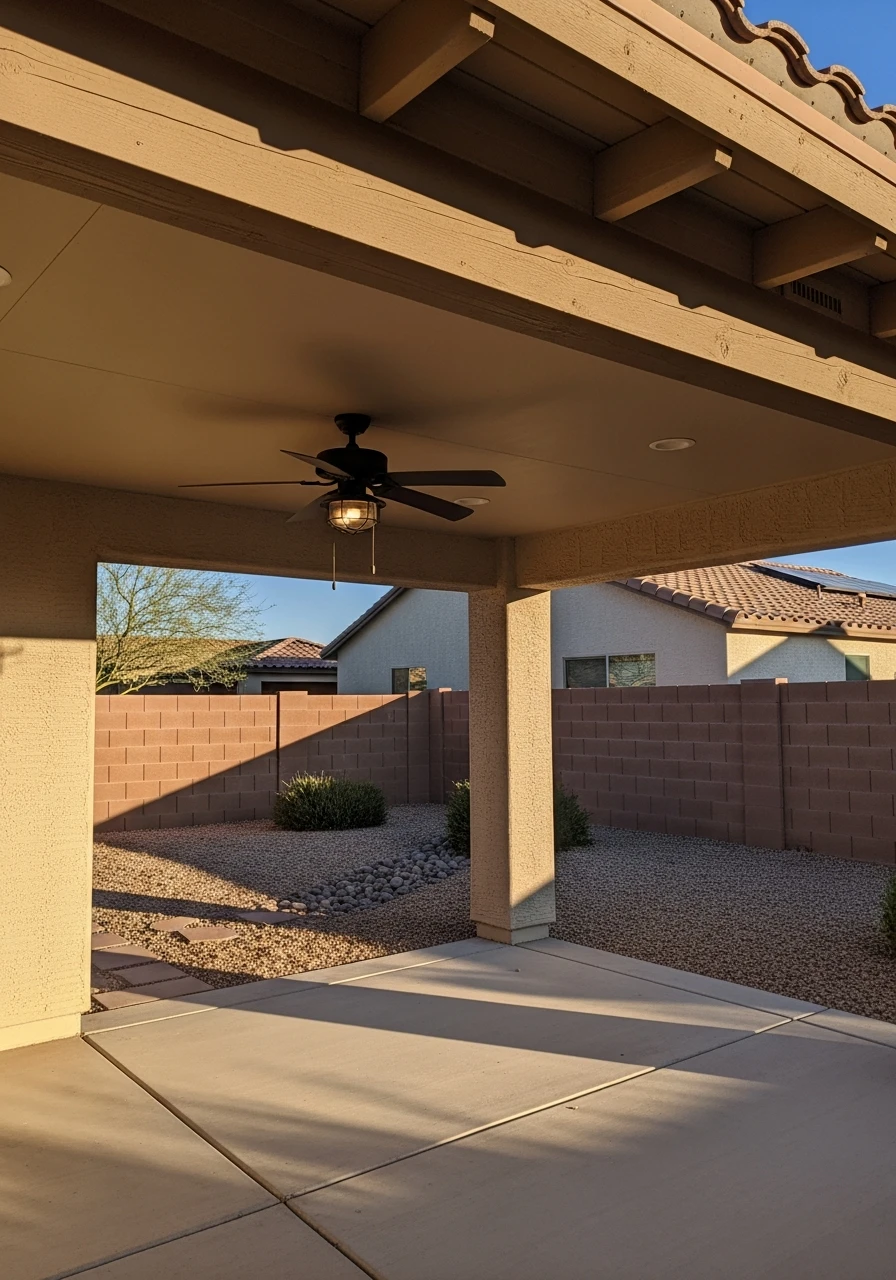 Install a Damp Rated Fan - 40 Arizona Backyard Ideas That Beat the Heat on a Budget