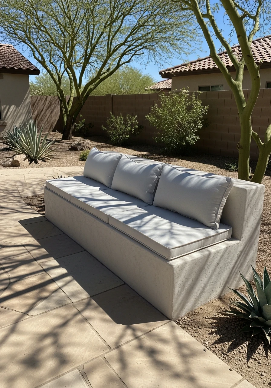 Built-In Bench Seating - 40 Arizona Backyard Ideas That Beat the Heat on a Budget
