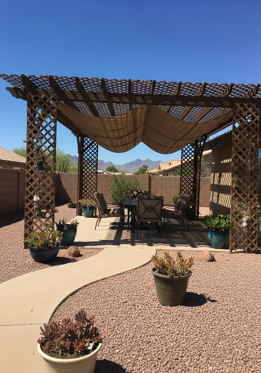 Shade Cloth Over Pergola - 40 Arizona Backyard Ideas That Beat the Heat on a Budget