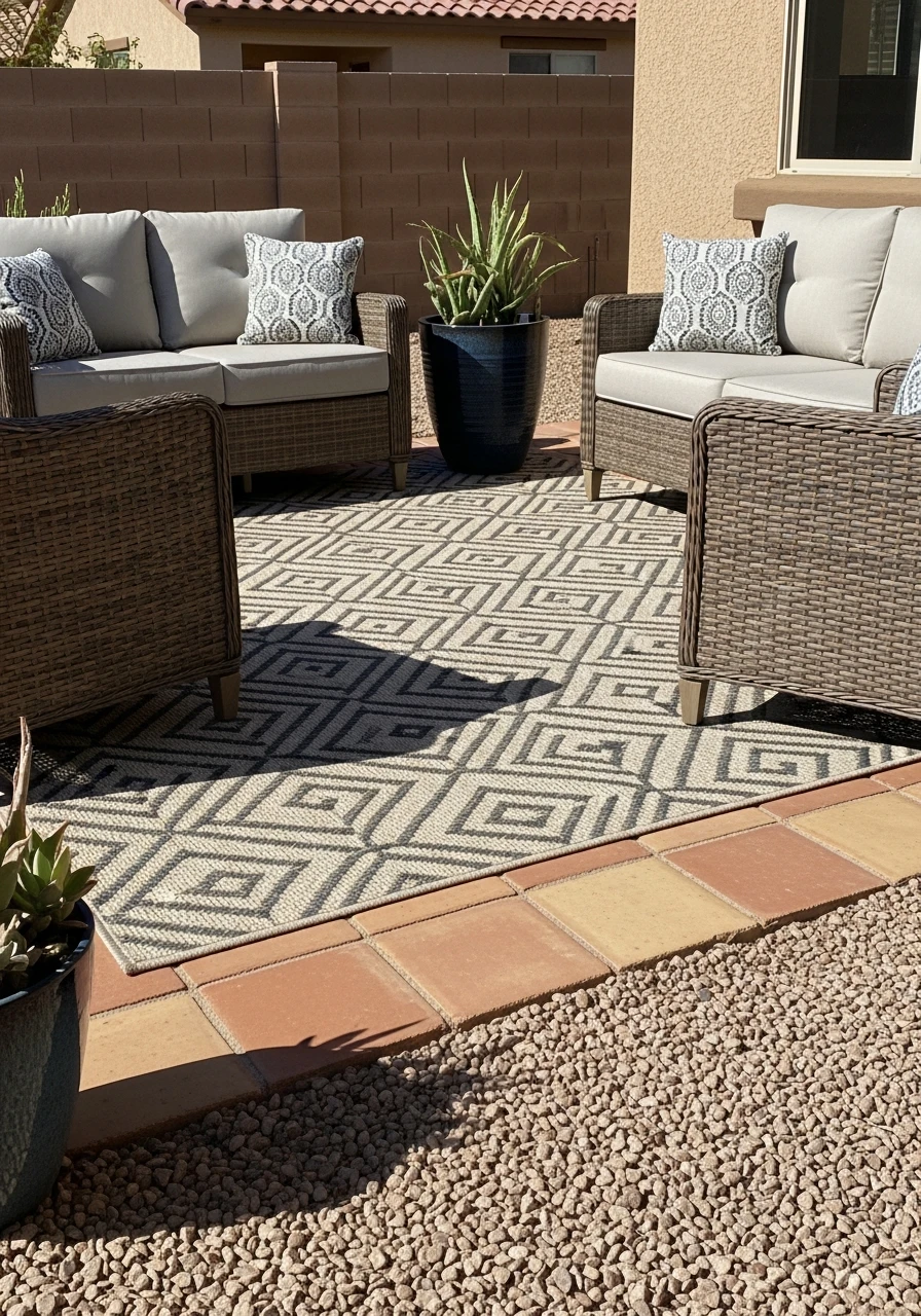 Layer an Outdoor Rug - 40 Arizona Backyard Ideas That Beat the Heat on a Budget
