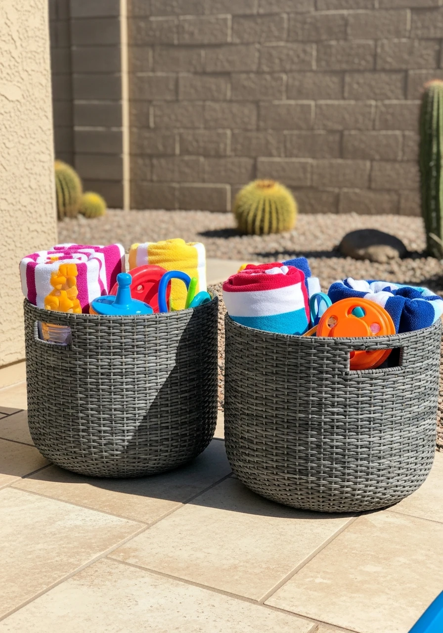 Sturdy Woven Baskets - 40 Arizona Backyard Ideas That Beat the Heat on a Budget