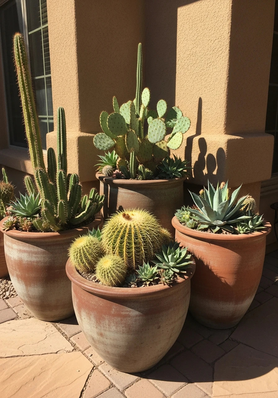 Use Large Terracotta Pots - 40 Arizona Backyard Ideas That Beat the Heat on a Budget