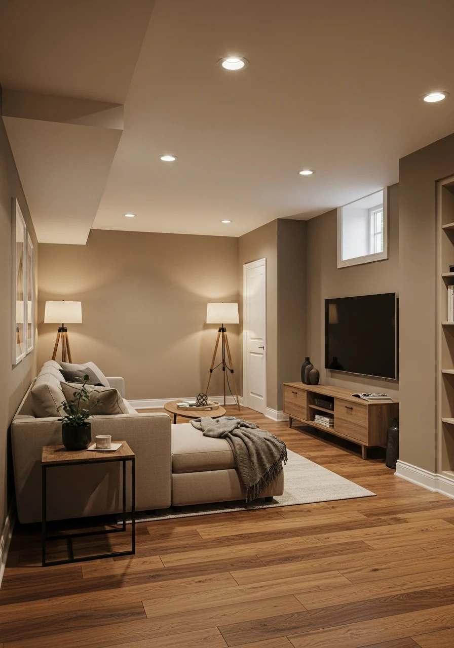 Mushroom Greige Cozy Basement Walls