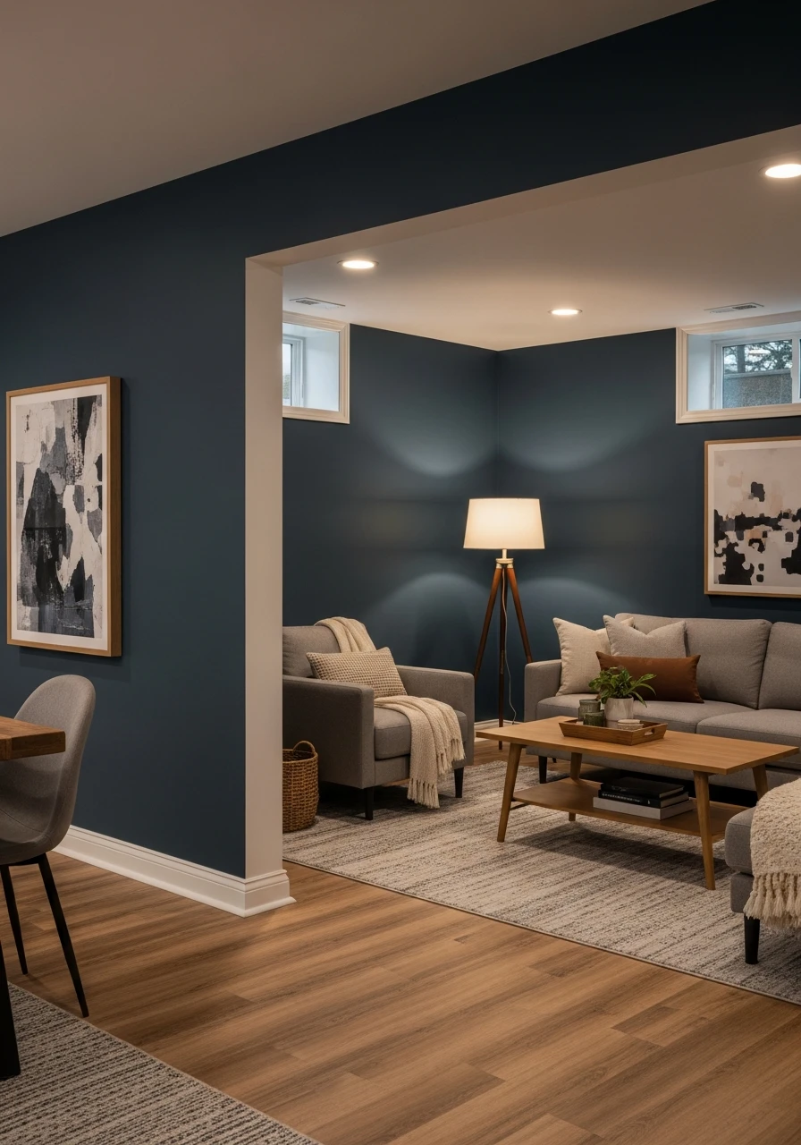 Soft Charcoal Cozy Basement Accent