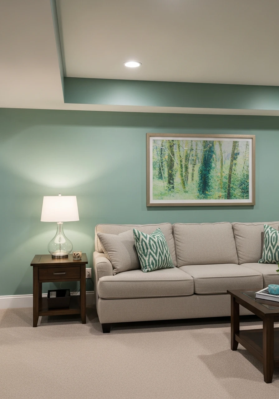 Sea Salt Green Calm Basement Walls