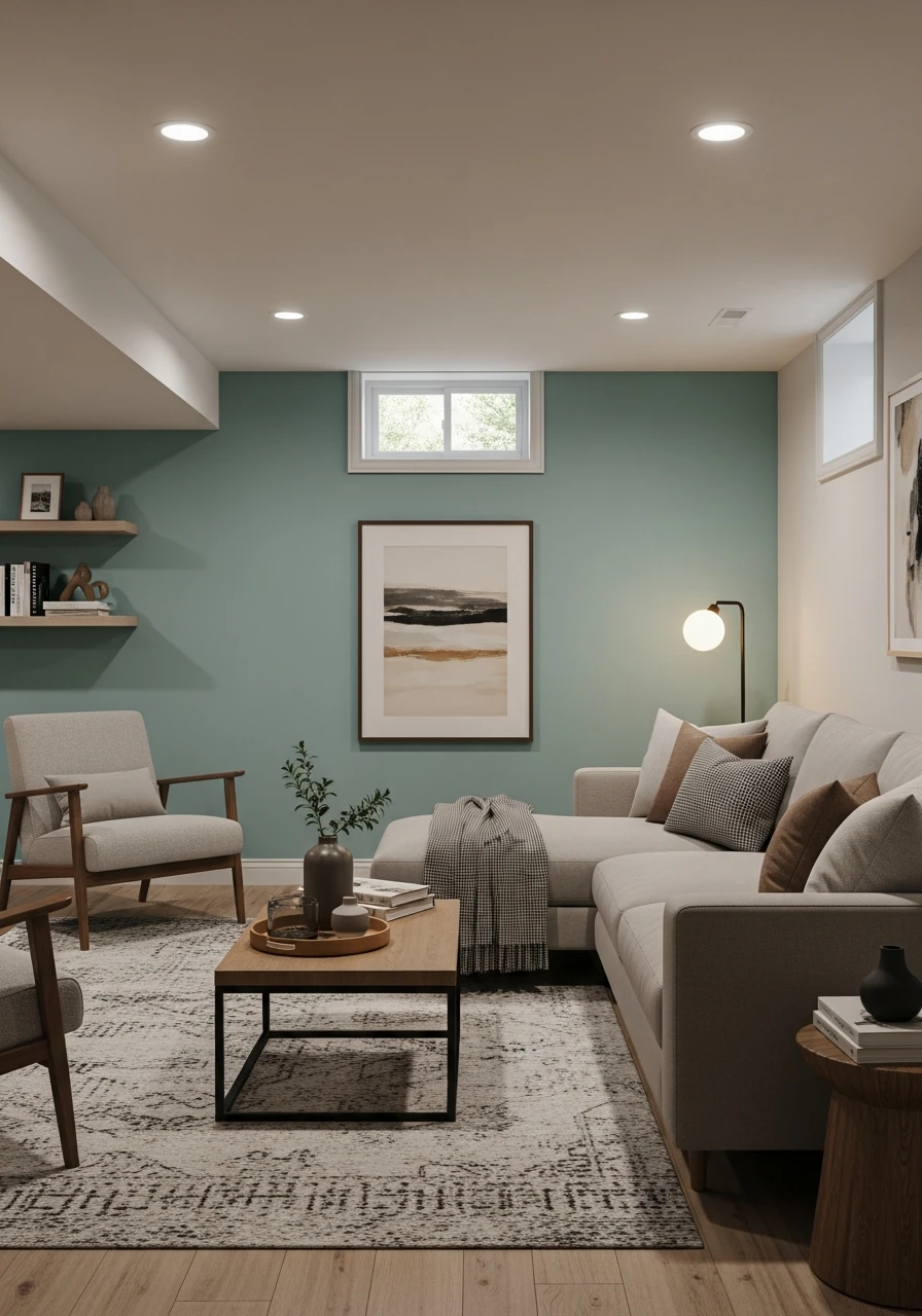 Dusty Aqua Soft Basement Accent