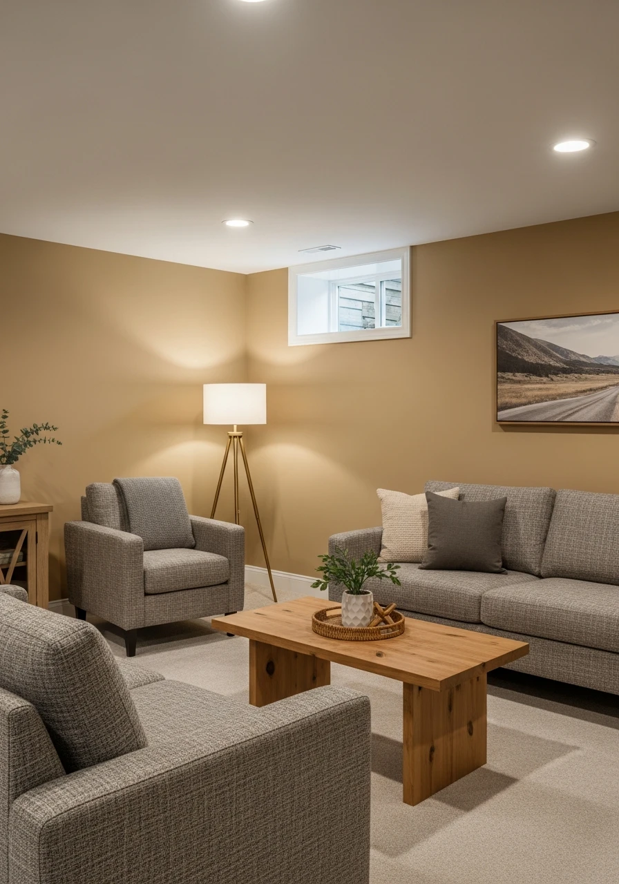 Sandy Clay Cozy Basement Walls