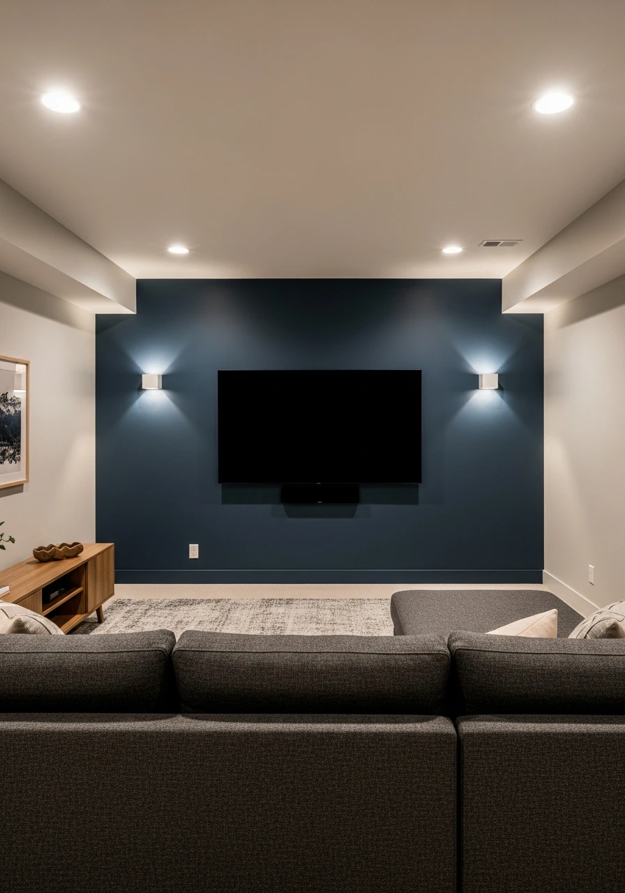 Hale Navy Dramatic Basement Accent Wall