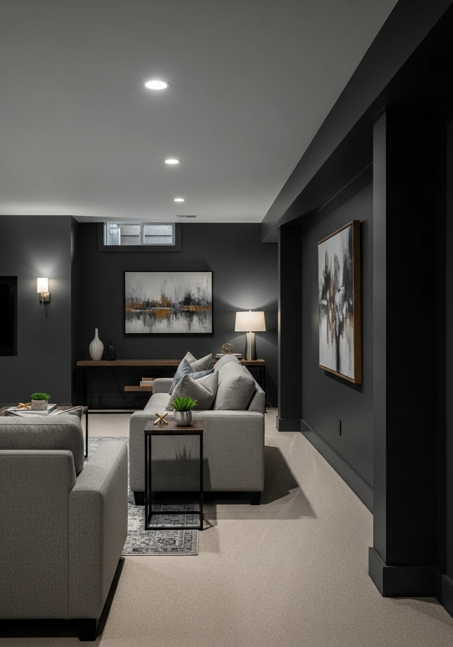 Carbon Charcoal Modern Basement Depth