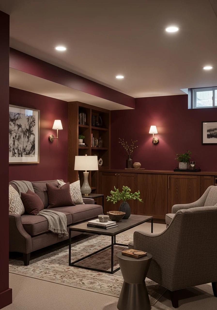 Deep Burgundy Rich Basement Mood