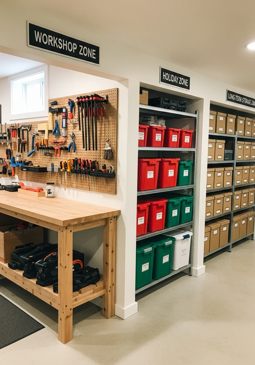 Define Storage Zones - 45 Genius Basement Storage Ideas to Tidy Your Space