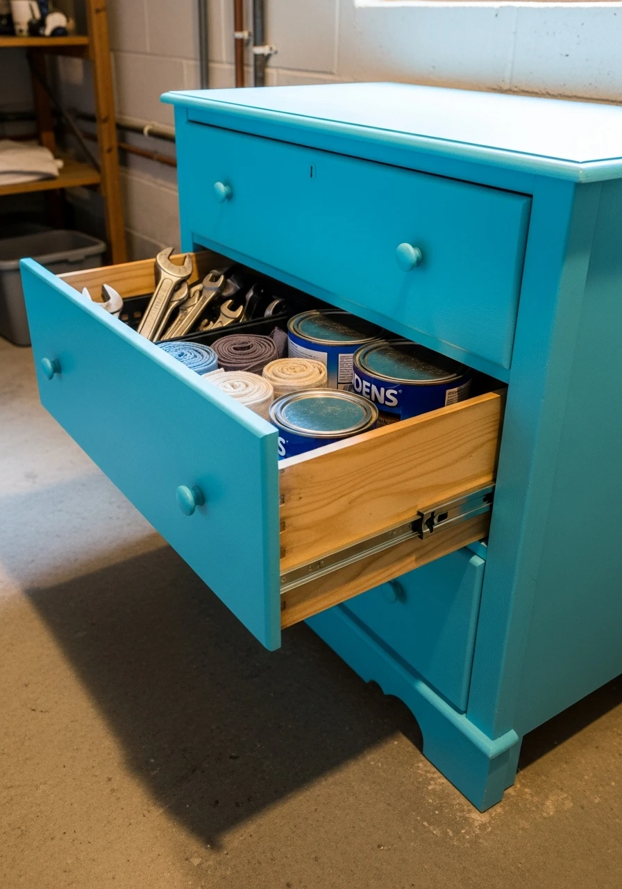 Repurpose Old Dressers - 45 Genius Basement Storage Ideas to Tidy Your Space