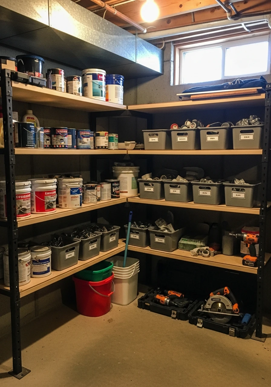 Corner Shelving Units - 45 Genius Basement Storage Ideas to Tidy Your Space