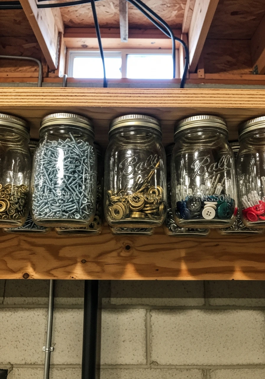 Hanging Jar Storage - 45 Genius Basement Storage Ideas to Tidy Your Space