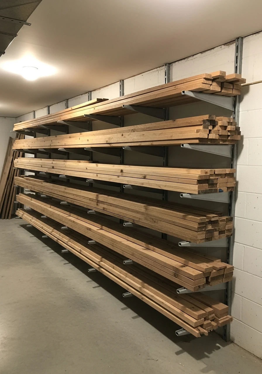 Vertical Lumber Rack - 45 Genius Basement Storage Ideas to Tidy Your Space