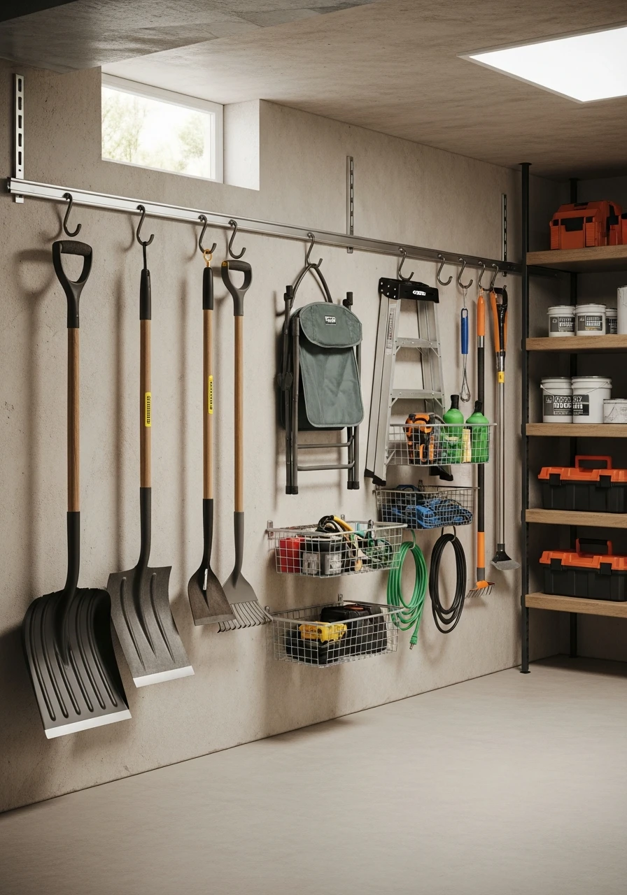 Maximize Wall Track Systems - 45 Genius Basement Storage Ideas to Tidy Your Space