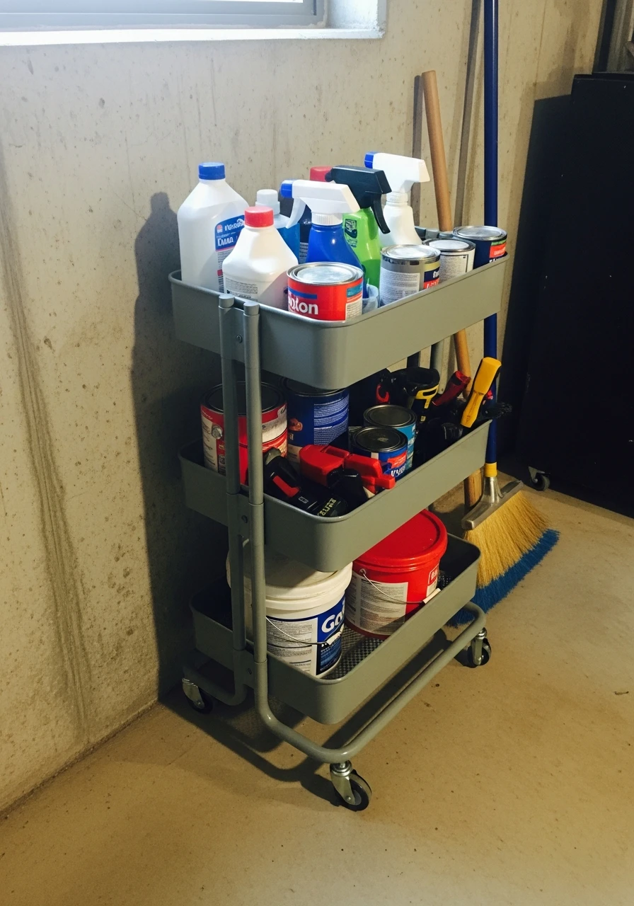 Rolling Utility Carts - 45 Genius Basement Storage Ideas to Tidy Your Space
