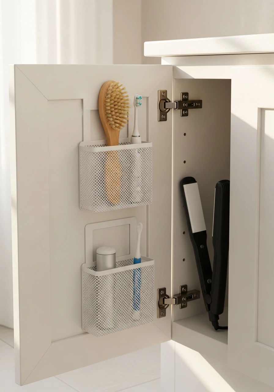 Cabinet Door Pockets - 50 Genius Bathroom Storage Ideas That Look Expensive