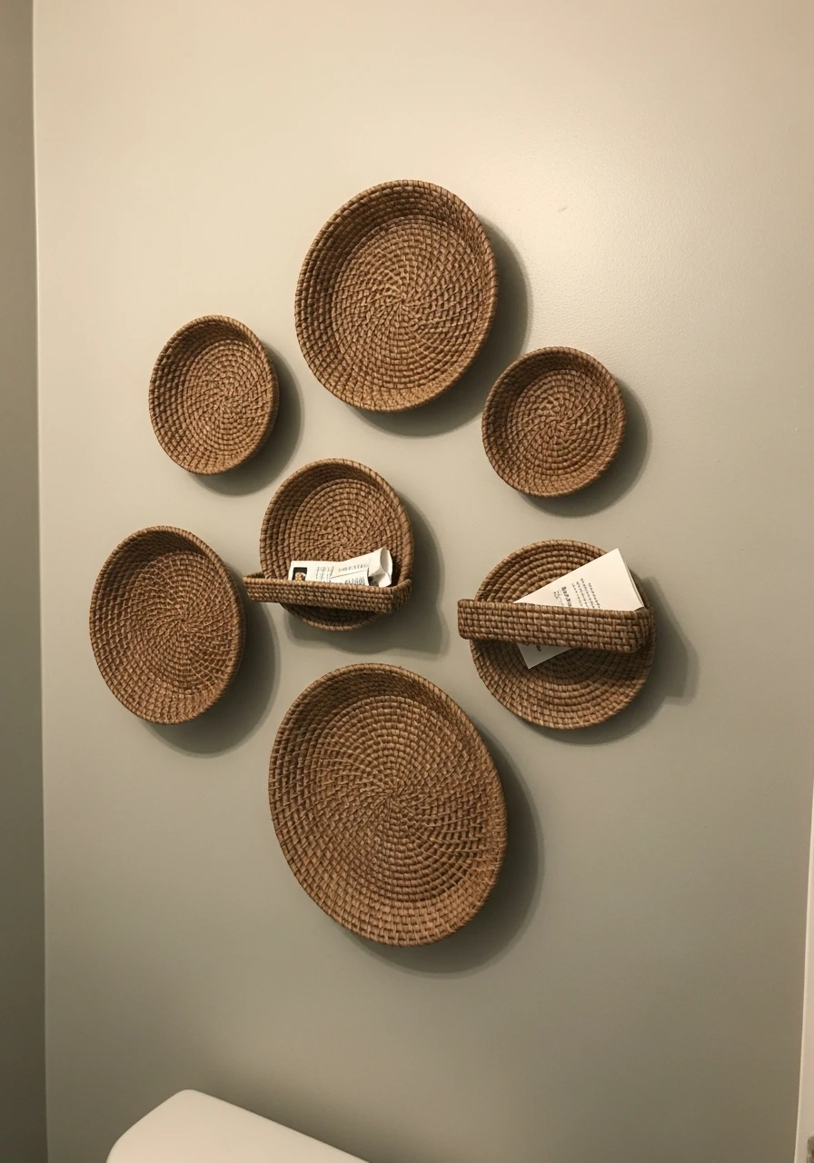 Basket Wall Decor - 50 Genius Bathroom Storage Ideas That Look Expensive