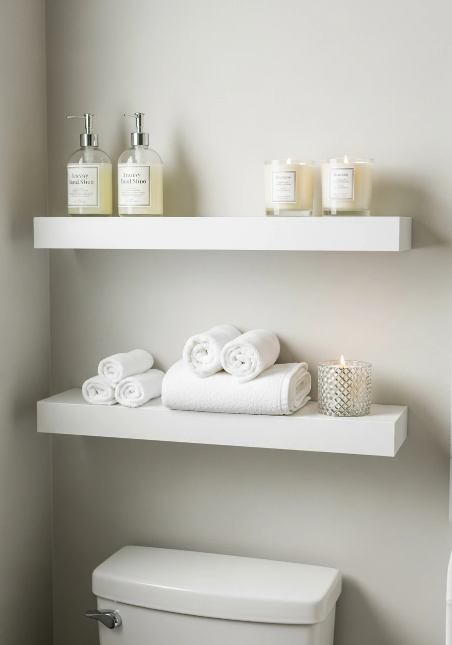 Simple Floating Shelves - 50 Genius Bathroom Storage Ideas That Look Expensive