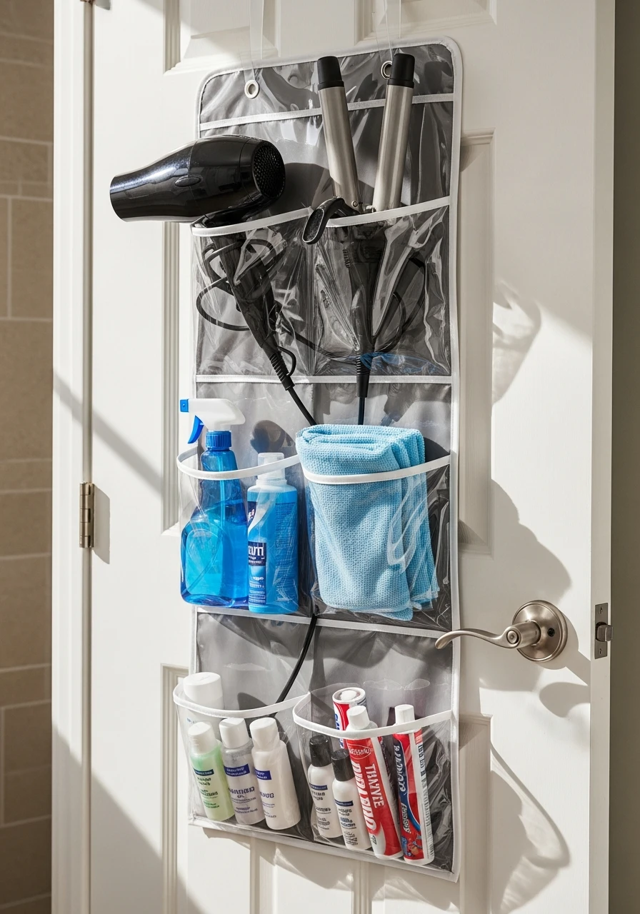 Door Shoe Organizer - 50 Genius Bathroom Storage Ideas That Look Expensive