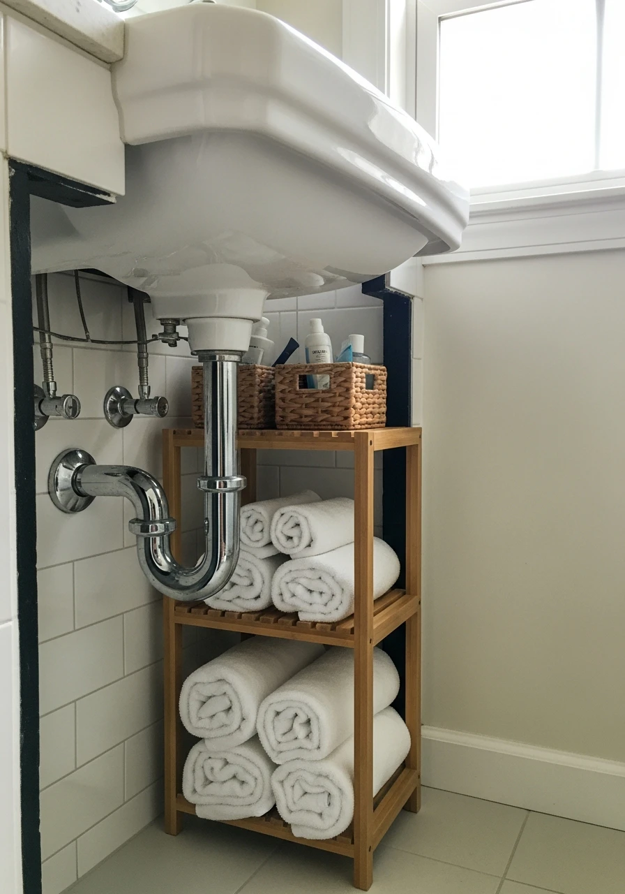 Open Storage Below Sink - 50 Genius Bathroom Storage Ideas That Look Expensive