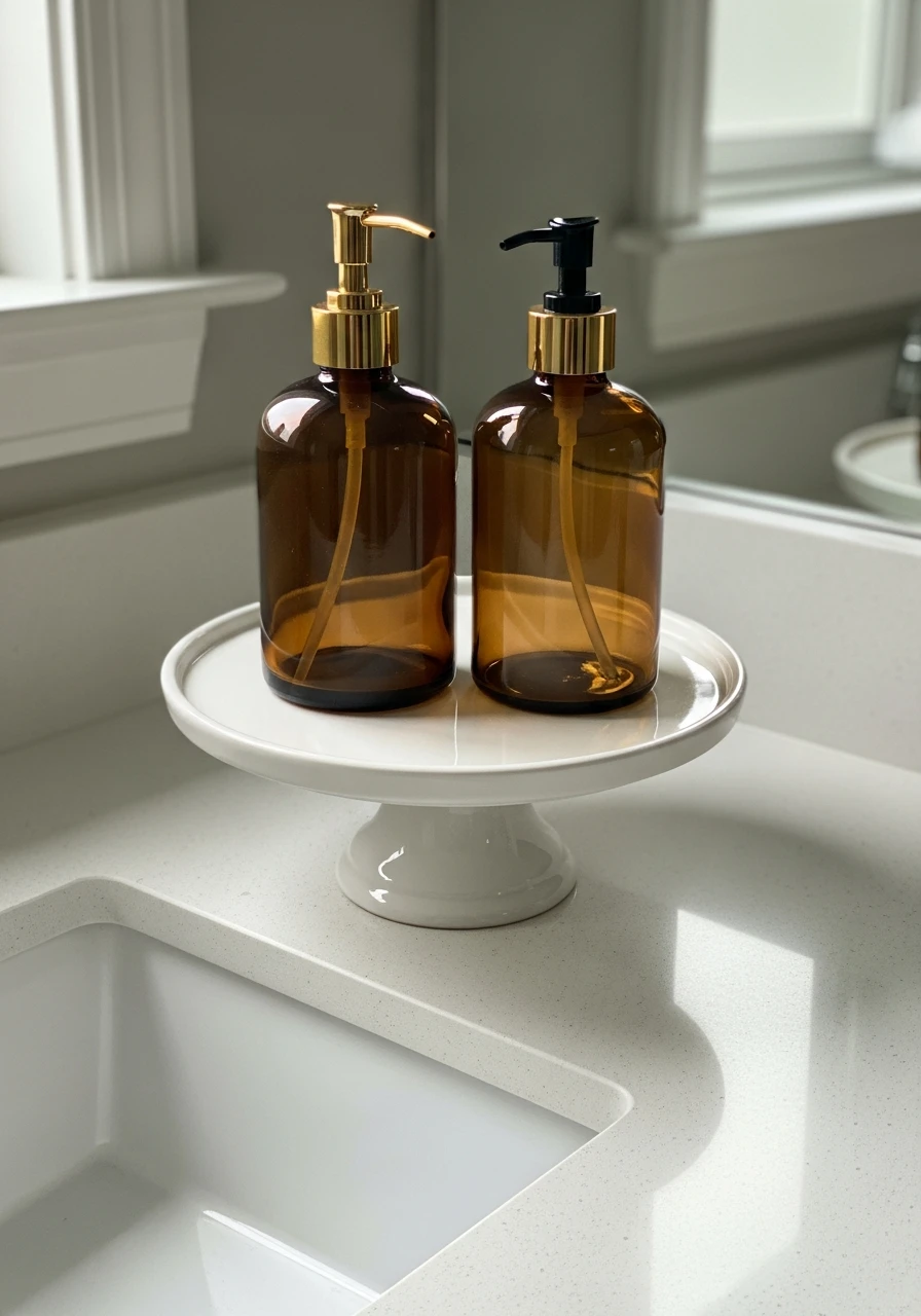 Repurpose a Cake Stand - 50 Genius Bathroom Storage Ideas That Look Expensive