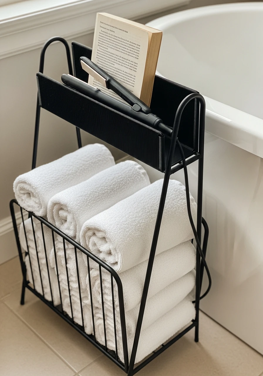 Magazine Rack Storage - 50 Genius Bathroom Storage Ideas That Look Expensive