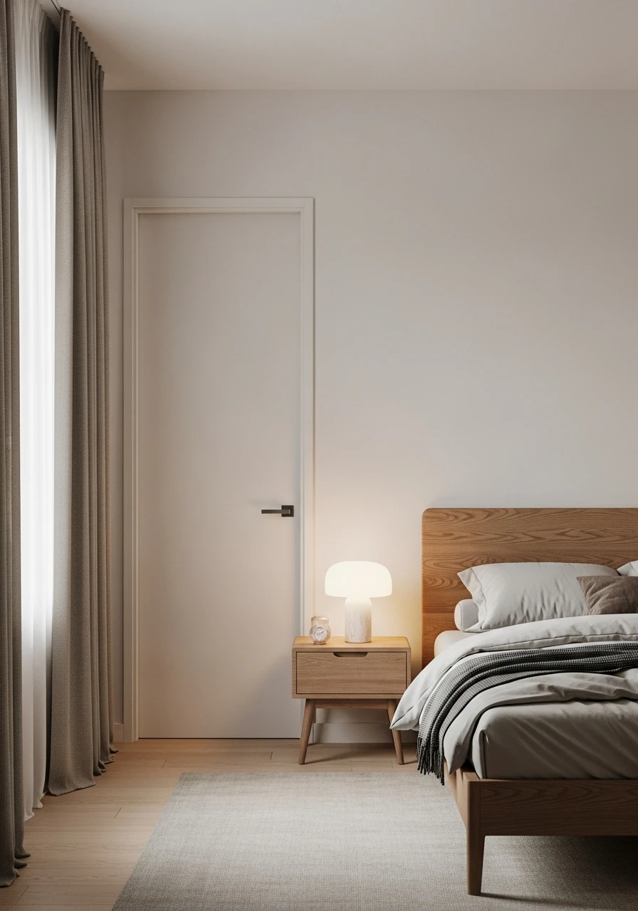 Almond White Minimal Bedroom
