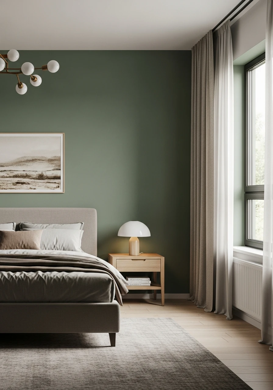 Reduced Green Modern Bedroom