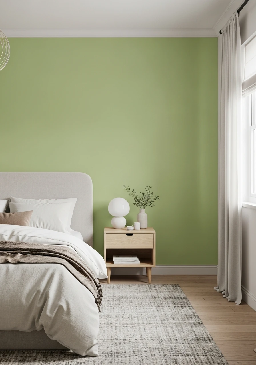 Pale Avocado Soft Retro Bedroom