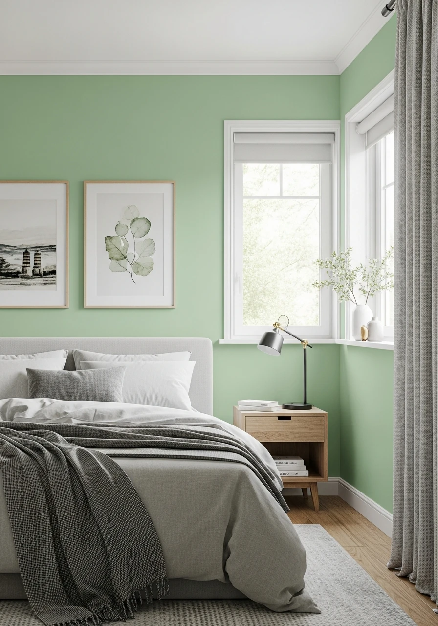 Jade Mist Soft Green Bedroom
